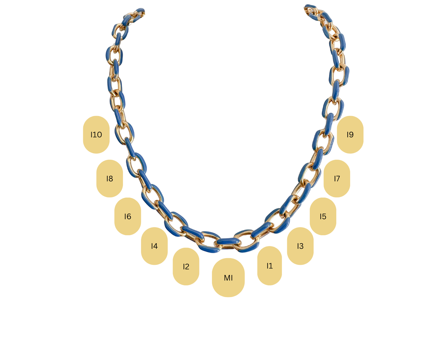 Colors and gold enamel chain necklaces