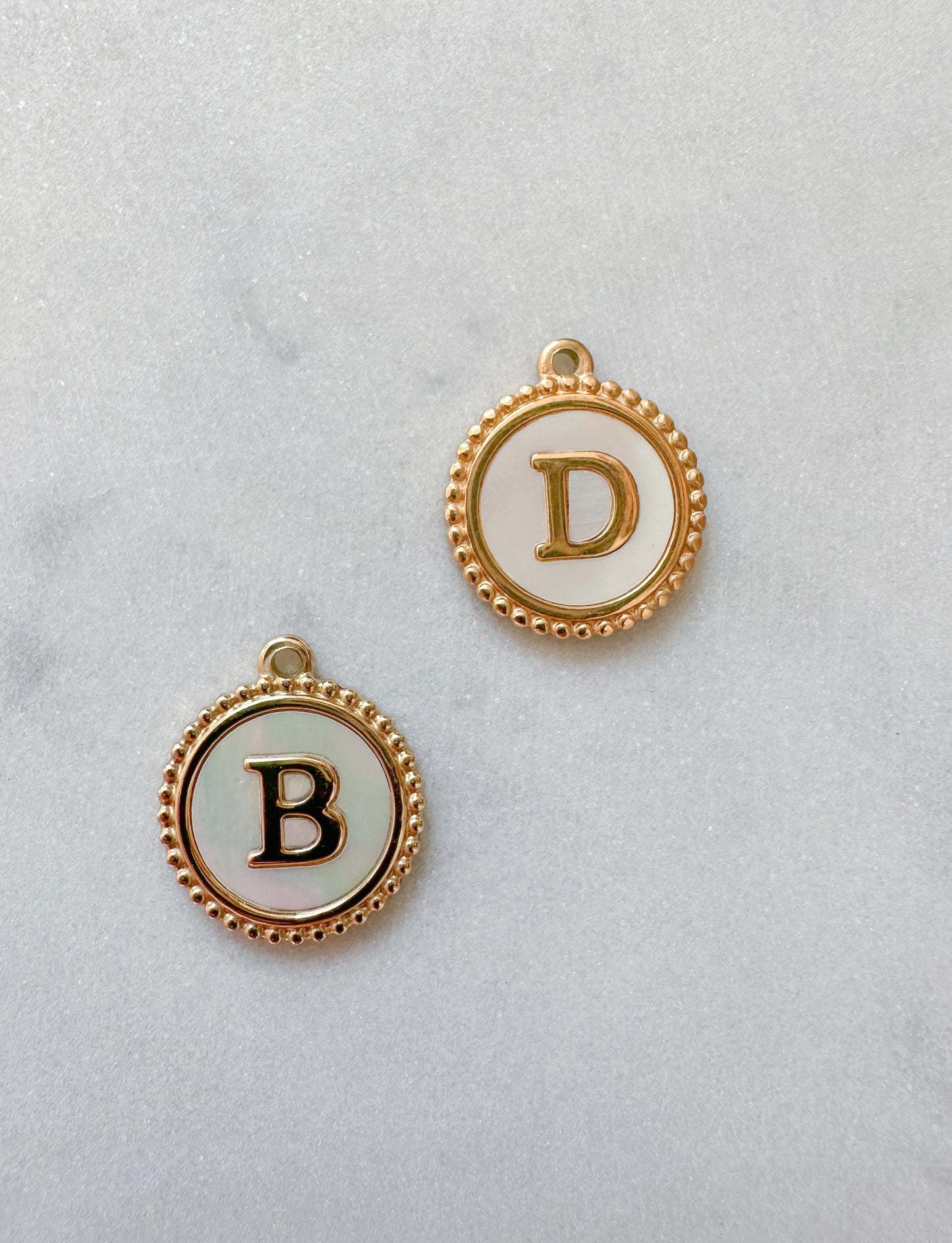 Rounded initial letter charm