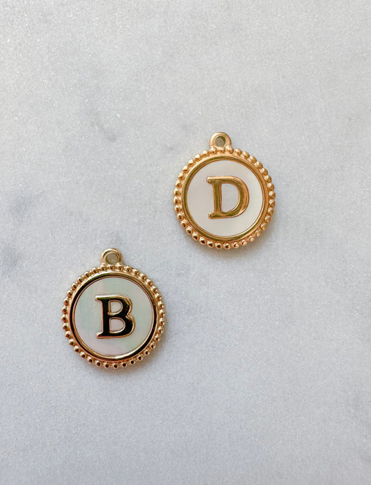 Rounded initial letter charm