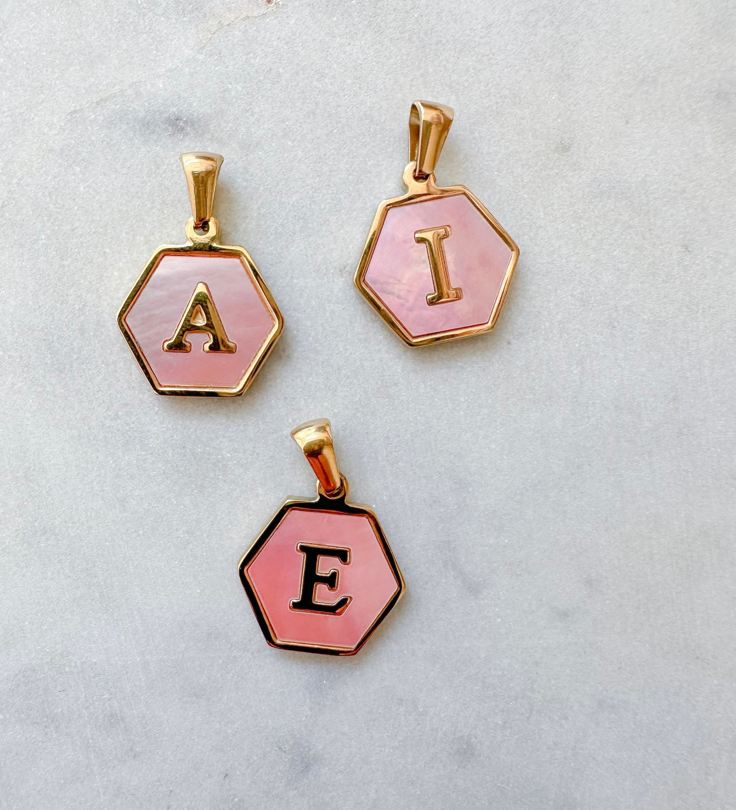 Pink initial letter charm