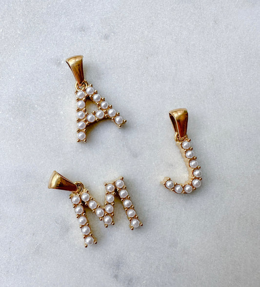 Pearl Initial letter charm