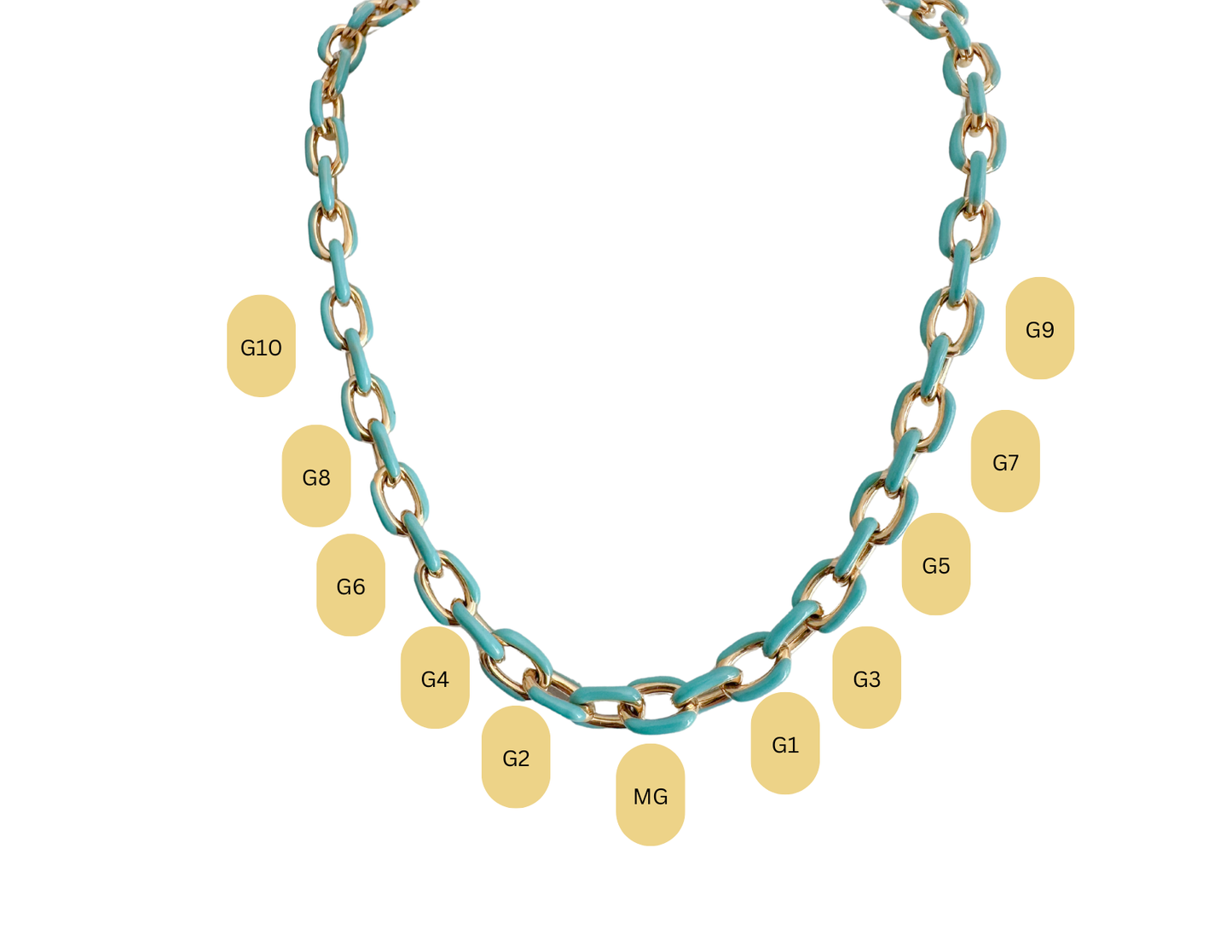 Colors and gold enamel chain necklaces