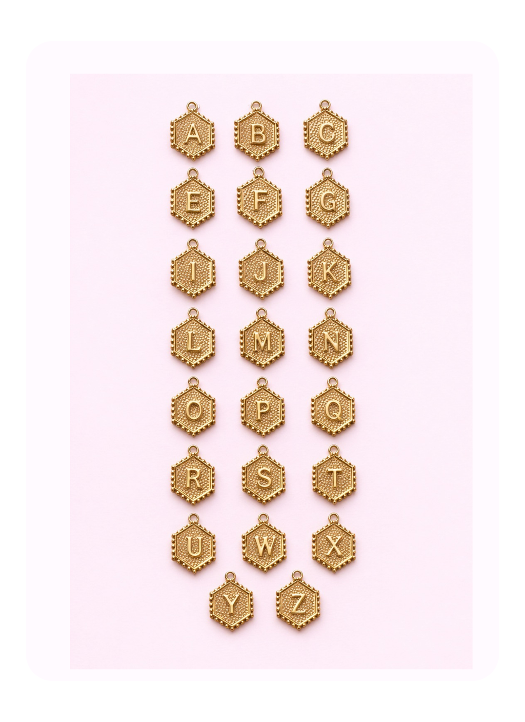 Vintage Hexagon Initial Charm