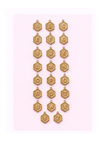 Vintage Hexagon Initial Charm