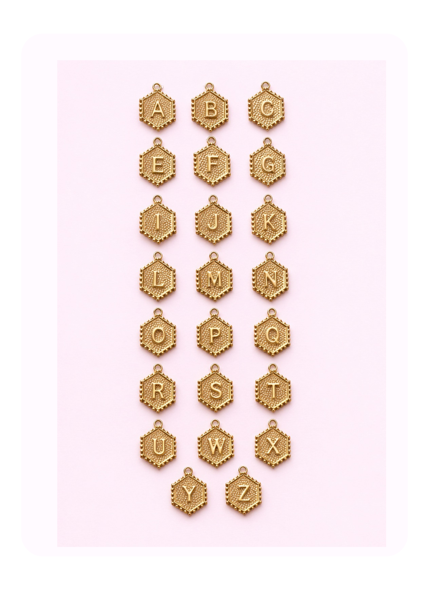 Vintage Hexagon Initial Charm