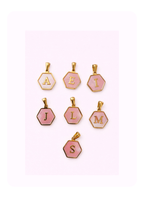 Hexagon Mother of Pearl Initial Charm