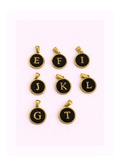 Black Enamel Initial Charm