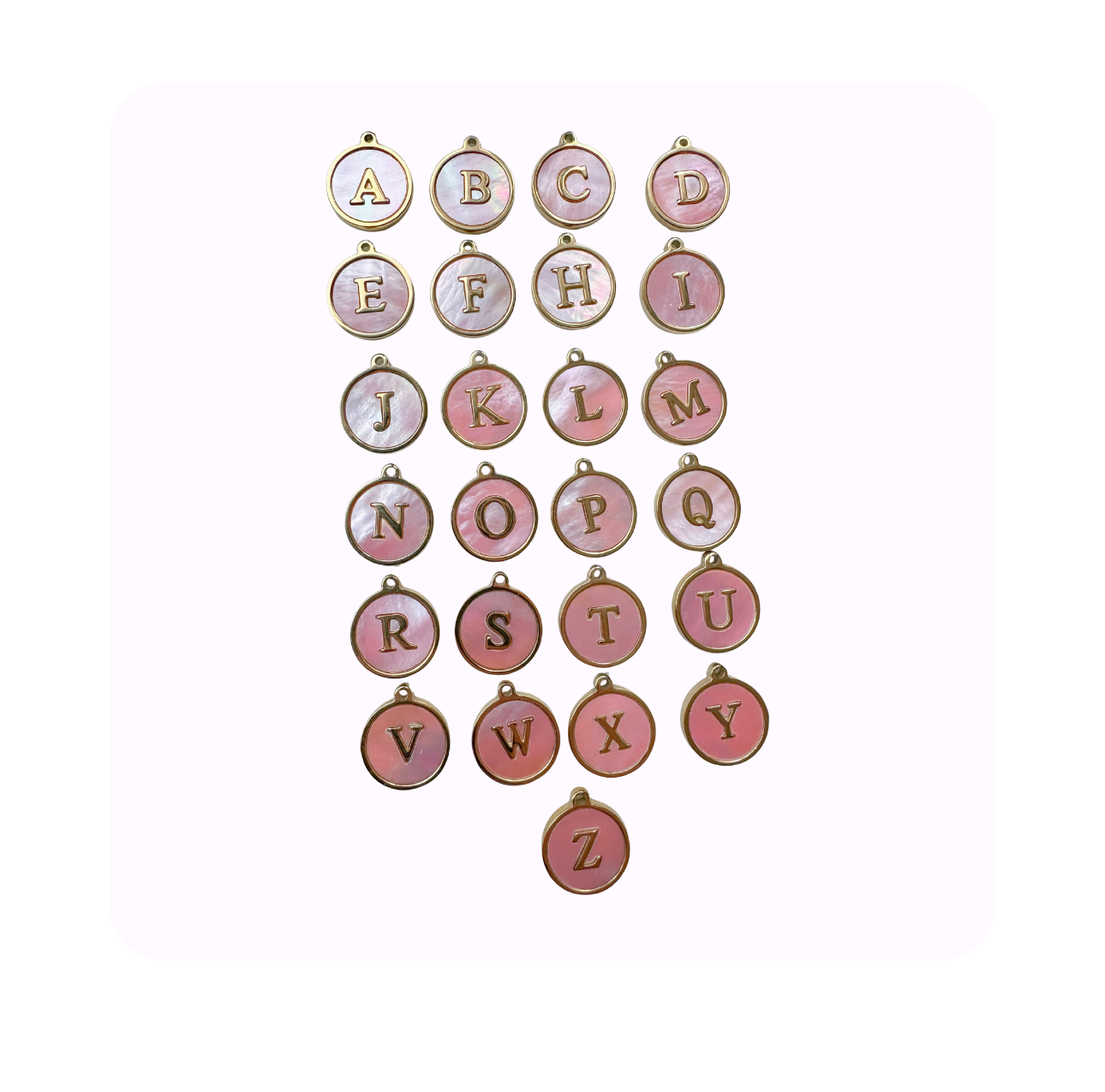 Pink letters charms
