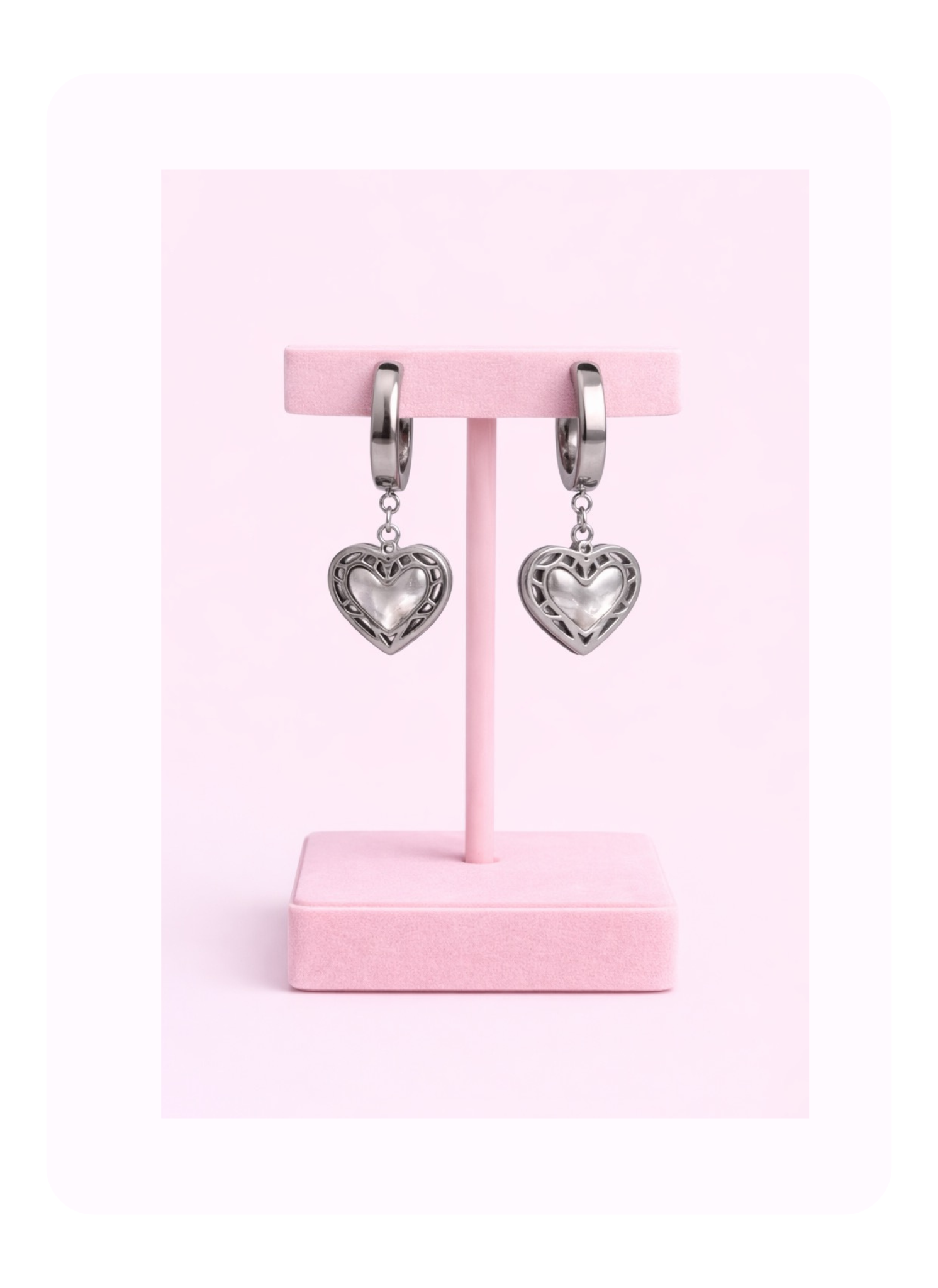 Lace Frame Heart Huggies