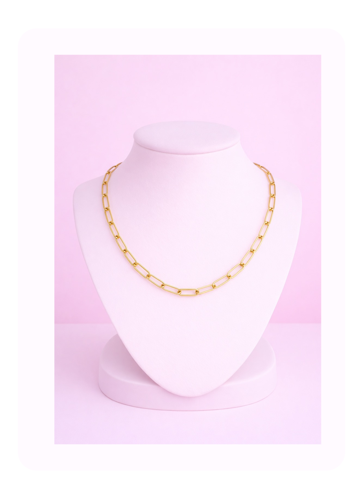 Paper clip thin gold necklaces