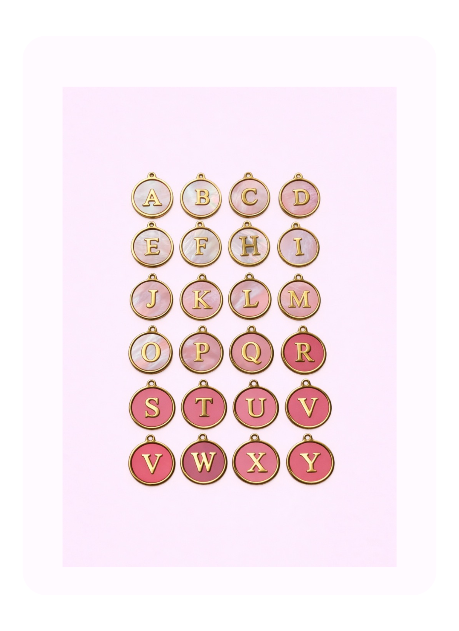 Pink letters charms