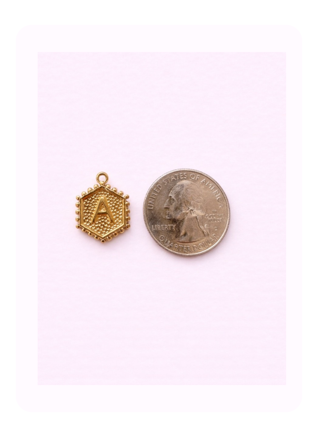 Vintage Hexagon Initial Charm