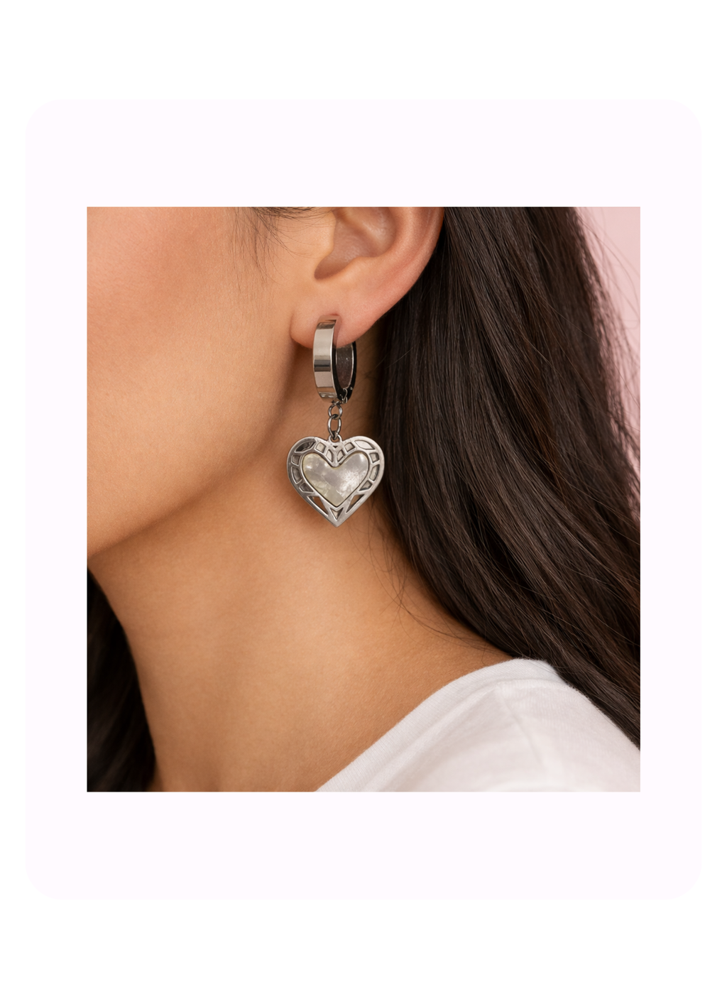 Lace Frame Heart Huggies