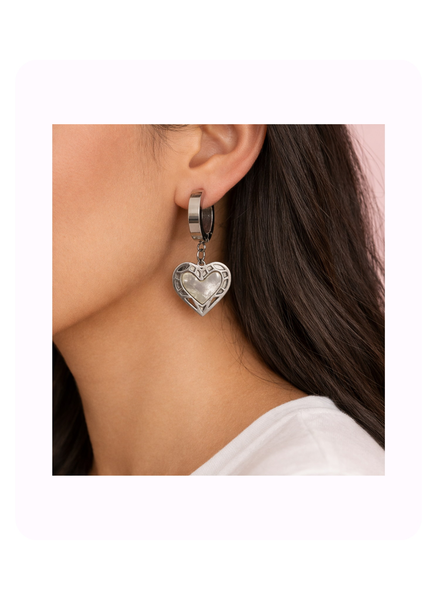 Lace Frame Heart Huggies