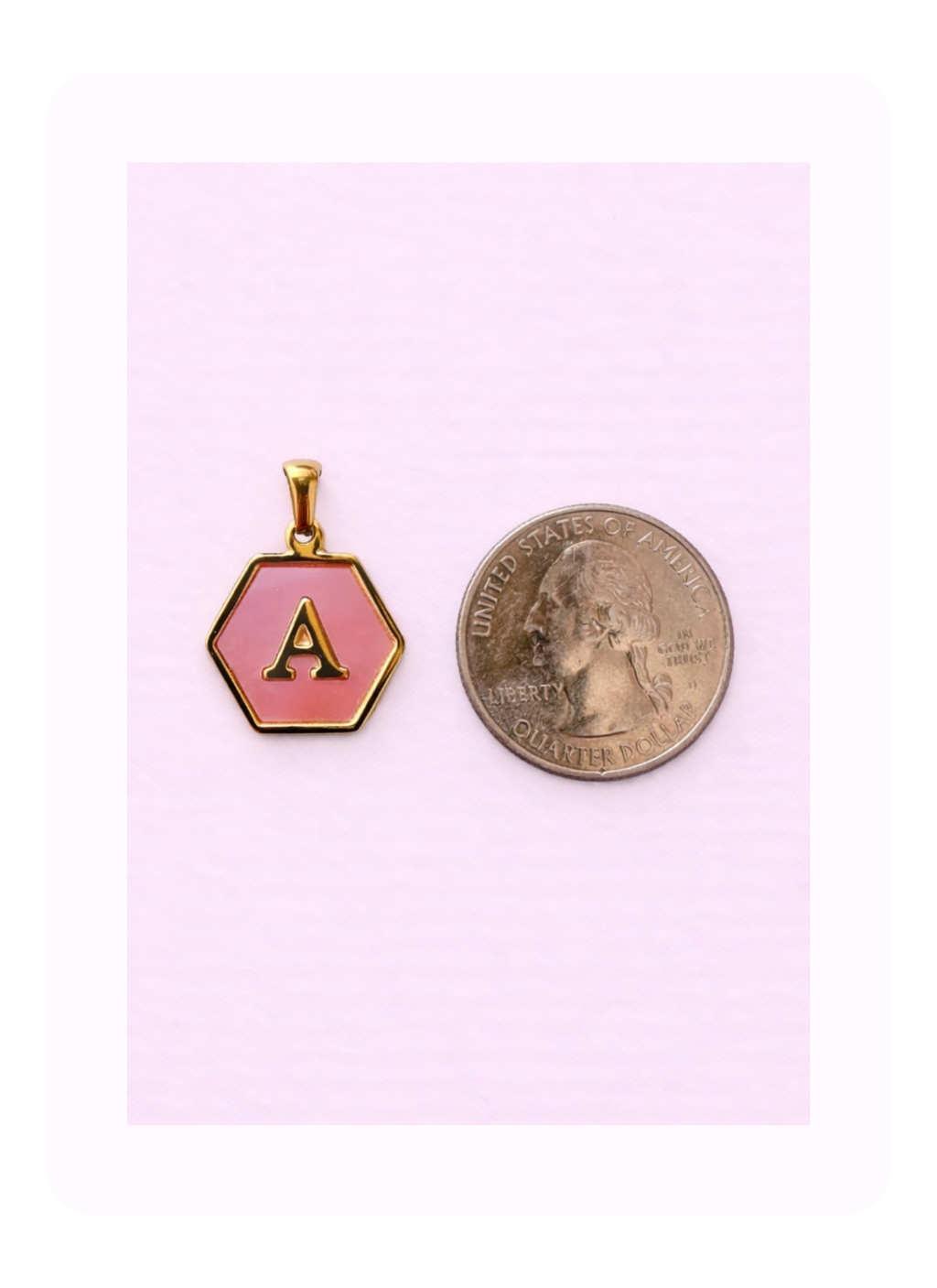 Hexagon Mother of Pearl Initial Charm